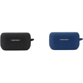 2 Pack DAYJOY Soft Silicone Protective Case Cover Compatible with Panasonic Technics EAH-AZ80 earbuds, Protective Skin Sleeve with key chain (black+blue)