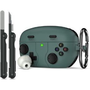 RFUNGUANGO case for Sony WF-1000XM5 with Keychain/Cleaning Tool, Soft Silicone Protective Case, Gaming Console Theme Protective Case (for Sony WF1000XM5 True Wireless Earbuds) - Dark gray