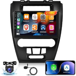 [2G+64G] Car Radio for Ford Fusion Mondeo Mustang 2009-2012, 10.1 inch Android 13 Touch Screen Stereo, Carplay/Android Auto/WiFi/1080P/SWC/Bluetooth/EQ Audio