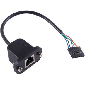 RJ12 6P6C Cable to 6 Pin 0.1" pitch Debug Terminal Block Adapter 6 Ways Telephony Female Connector Socket Bulkhead Panel Mount Extension Cable