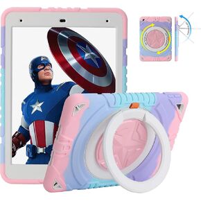 XZC iPad 9th/ 8th/ 7th Generation Case (iPad 10.2 Case 2021/2020/2019) Heavy Duty Shockproof Rugged Cover with Rotating Stand/Pencil Holder/Carrying Shoulder Strap (Blue 1)
