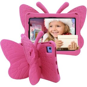 iPad 10th Generation Case for Kids Girls, Butterfly iPad Case 10th Generation, 3D Cartoon Kids Proof Soft EVA Foam Stand Protective Cover for 2022 10.9" iPad 10th Gen - Magenta
