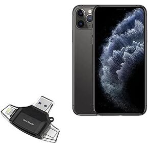 BoxWave Smart Gadget Compatible with Apple iPhone 11 Pro Max - AllReader SD Card Reader, microSD Card Reader SD Compact USB - Jet Black