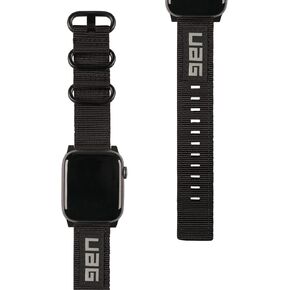 URBAN ARMOR GEAR UAG Compatible with Apple Watch Band 49/45/44/42mm for iWatch Series Ultra 2/9/Ultra/SE2/8/1-7/SE Nato Eco Graphite/Black (New Edition) Nylon Sport Adjustable Replacement Strap