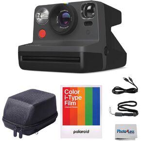 Polaroid Now 2nd Generation I-Type Instant Film Camera Bundle with Polaroid Color Film for I-Type (6000), Protective Carrying Case, Lens Cleaning Cloth