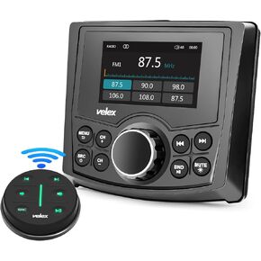 Marine Bluetooth Radio – Waterproof Media Player with Wireless Remote - Marine Stereo 4 x 45W for Boat, Golf Cart, UTV, Spa – Advanced Marine Head Unit Bluetooth – 25ft Range