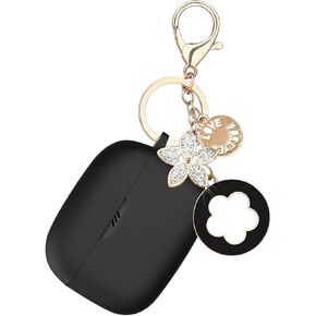 Case Cover Compatible with JBL Vibe Beam, Ziseyoru Silicone JBL Vibe Beam Earbuds Case with Accessorie Bling Keychain Shockproof Protective Cover for Women Girl (Black)