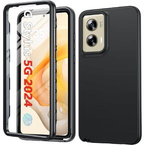FNTCASE for Motorola Moto G-Stylus-5G-2024 Case: Full Protection Shockproof Rugged Cell Phone Cases Silicone Dual Layer Protective Cover for Men & Women - Moto G Stylus 5G Case 2024 (Black) 6.7 inch