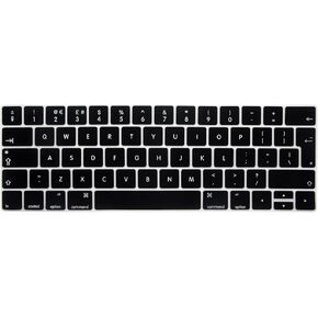 HRH Touch Bar Silicone Keyboard Cover Compatible for MacBook Pro with Touch Bar 13 Inch and 15 Inch (A2159/A1989/A1706,A1990/A1707) 2019 2018 2016 2017 Release European Version,Black