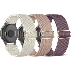 3 Pack Stretchy Nylon Watch Bands Compatible with Garmin Venu Sq/Venu Sq 2 / Venu/Venu 2 Plus, 20mm Loop Elastic Straps for Garmin Vivoactive 5 / Vivoactive 3 Women Men