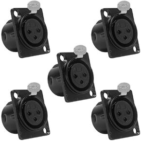 Seismic Audio - SAPT219-5Pack - 5 Pack of XLR Female Panel Mount Connector - Black Metal Housing - Fits Series D Pattern Holes Pro Audio