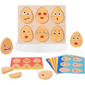 Montessori Toys for 1 2 3 Year Old,Wooden Facial Expressions Sorting Toys for Toddlers,Wooden Expression Matching Puzzle Block Game Preschool Educational Toys Gifts Stocking Stuffers for Kids(32 Pcs)