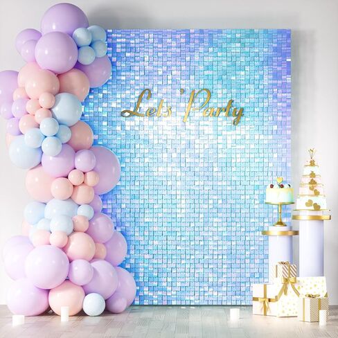 COKAOBE Black Shimmer Wall Backdrop 24PCS Black Sequins Backdrop Decoration Panels, Photo Backdrops for Birthday, Anniversary Wedding Engagement Decoration (Black) in Saudi Arabia