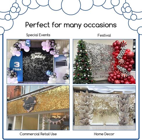 COKAOBE Black Shimmer Wall Backdrop 24PCS Black Sequins Backdrop Decoration Panels, Photo Backdrops for Birthday, Anniversary Wedding Engagement Decoration (Black) in Saudi Arabia