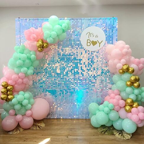 COKAOBE Black Shimmer Wall Backdrop 24PCS Black Sequins Backdrop Decoration Panels, Photo Backdrops for Birthday, Anniversary Wedding Engagement Decoration (Black) in Saudi Arabia