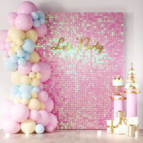 COKAOBE Black Shimmer Wall Backdrop 24PCS Black Sequins Backdrop Decoration Panels, Photo Backdrops for Birthday, Anniversary Wedding Engagement Decoration (Black) in Saudi Arabia
