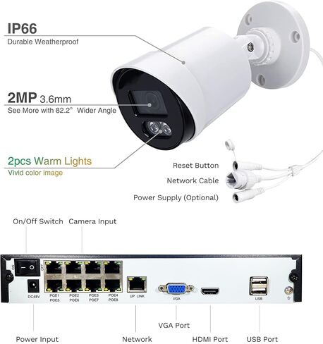 1080P Security Camera System, 8CH DVR with 4pcs 1080P Outdoor CCTV Camera, Motion Detection, 2 Modes Night Vision, Remote Access, Wired Surveillance Dvr Kits for Home Security (No HDD) in Saudi Arabia