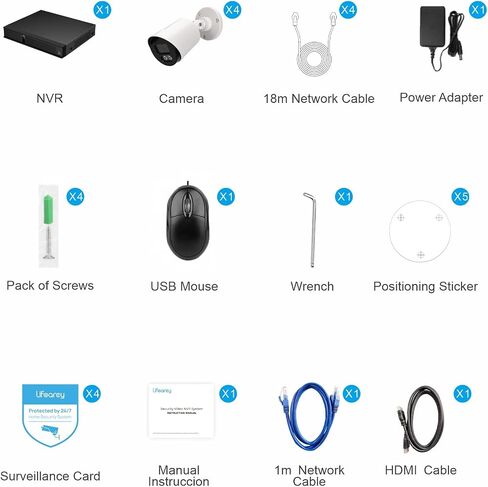 1080P Security Camera System, 8CH DVR with 4pcs 1080P Outdoor CCTV Camera, Motion Detection, 2 Modes Night Vision, Remote Access, Wired Surveillance Dvr Kits for Home Security (No HDD) in Saudi Arabia
