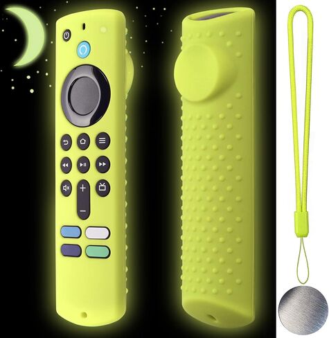 غطاء سيليكون عن بعد لجهاز Fire TV Stick الجيل الثالث 2021 /Fire TV Stick 4k Max حافظة سيليكون مضادة للانزلاق حافظة واقية من السيليكون مع تقنية مغناطيسية (أخضر متوهج) in Kuwait