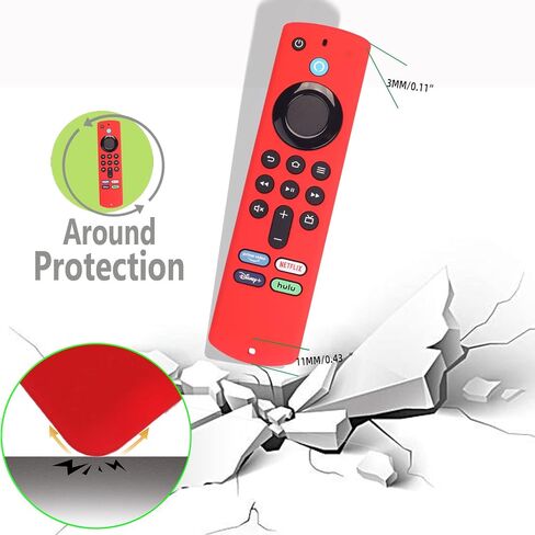 غطاء سيليكون عن بعد لجهاز Fire TV Stick الجيل الثالث 2021 /Fire TV Stick 4k Max حافظة سيليكون مضادة للانزلاق حافظة واقية من السيليكون مع تقنية مغناطيسية (أخضر متوهج) in Kuwait