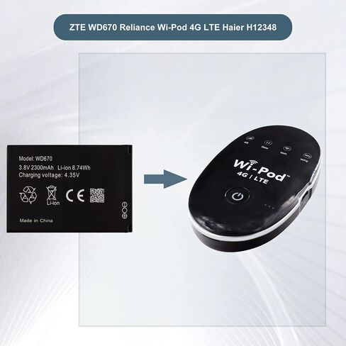 بطارية بديلة WD670 متوافقة مع بطارية جهاز التوجيه ZTE WD670 Reliance Wi-Pod 4G LTE Haier H12348 مع الأدوات in Saudi Arabia