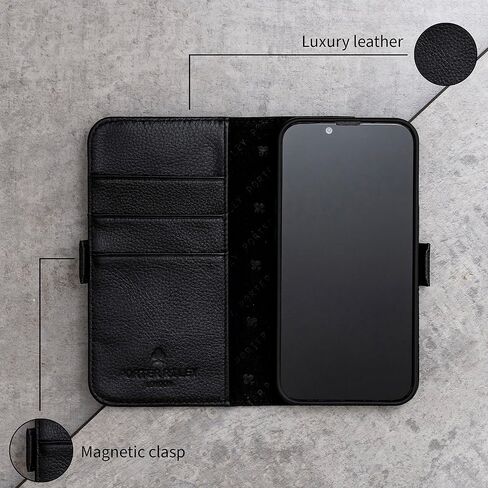 Porter Riley - Leather Case for iPhone 14. Premium Genuine Leather Stand/Cover/Wallet/Flip Case with [Card Slots] [Horizontal Stand] [Durable Frame] (Chocolate Brown) in Saudi Arabia