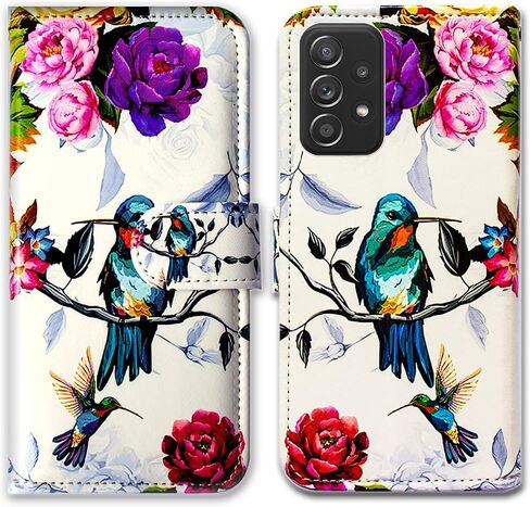 Bcov Galaxy A52 5G Case, Hummingbird in Flowers Bird Leather Flip Phone Case Wallet Cover with Card Slot Holder Kickstand for Samsung Galaxy A52 5G 2021 in Saudi Arabia