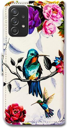 Bcov Galaxy A52 5G Case, Hummingbird in Flowers Bird Leather Flip Phone Case Wallet Cover with Card Slot Holder Kickstand for Samsung Galaxy A52 5G 2021 in Saudi Arabia