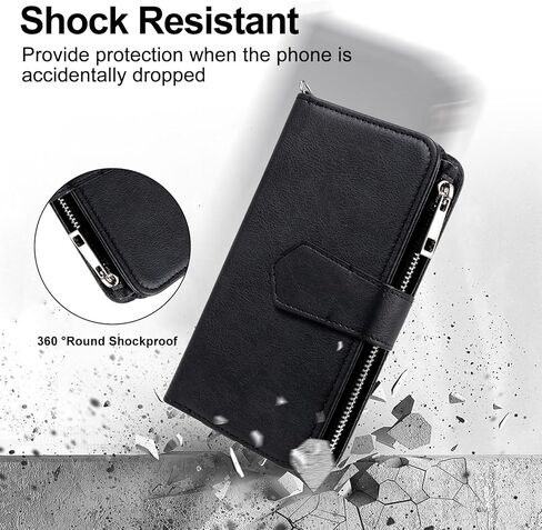 Case for Samsung S23, 2 in 1 Magnetic Detachable Shockproof Case, Flip Folio PU Leather Cover with Card Slot for Samsung Galaxy S23, Black in Saudi Arabia