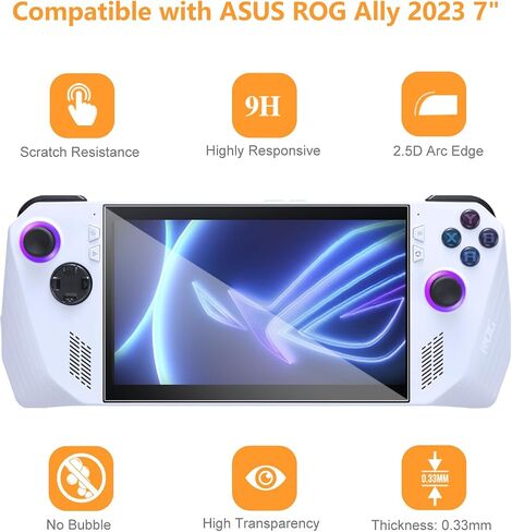 [واقي شاشة مكون من 3 قطع متوافق مع ASUS ROG Ally 7" 2023/ Ally X 7" 2024، [وضوح عالي الدقة] [9 صلابة] استبدال الزجاج المقسى لـ ASUS ROG Ally 7 بوصة 2023/ Ally X 7 بوصة 2024 in Kuwait
