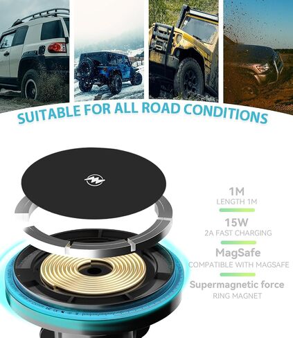 F-150 for Magsafe Magnetic Wireless Charger Phone Mount, Fit for Ford F-150 2021-2025, Fit for MagSafe iPhone 15/14/13/12/Mini Series, Super-Strong Magnet for Air Vent F-150 Accessories in Kuwait