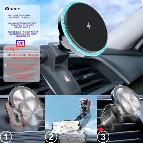 F-150 for Magsafe Magnetic Wireless Charger Phone Mount, Fit for Ford F-150 2021-2025, Fit for MagSafe iPhone 15/14/13/12/Mini Series, Super-Strong Magnet for Air Vent F-150 Accessories in Kuwait