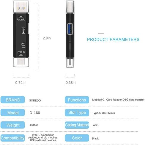 USB/USB Type C 3.1 / MicroUSB قارئ بطاقات Micro SD خارجي OTG in Saudi Arabia