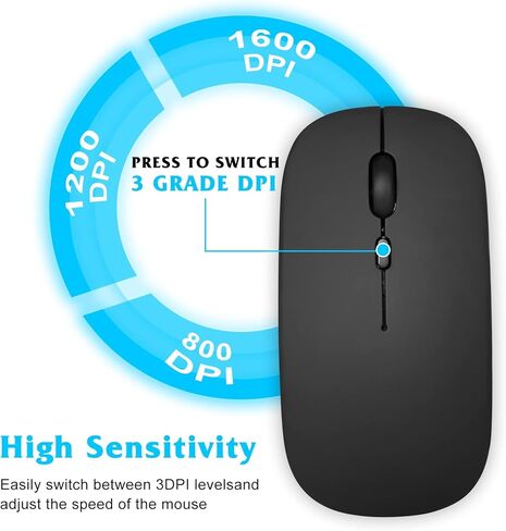 UrbanX Bluetooth Rechargeable Mouse for Dell Inspiron 15 3000 3505 Laptop Bluetooth Wireless Mouse Designed for Laptop/PC/Mac/iPad pro/Computer/Tablet/Android Onyx Black in Saudi Arabia