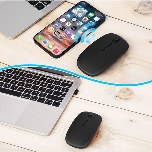 UrbanX Bluetooth Rechargeable Mouse for Dell Inspiron 15 3000 3505 Laptop Bluetooth Wireless Mouse Designed for Laptop/PC/Mac/iPad pro/Computer/Tablet/Android Onyx Black in Saudi Arabia