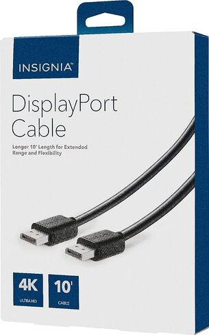 كابل Insignia DisplayPort مقاس 10 بوصات - أسود - 4K Ultra HD - طول 10 أقدام للوصول الممتد - الموديل: NS-PDD1019 in Kuwait