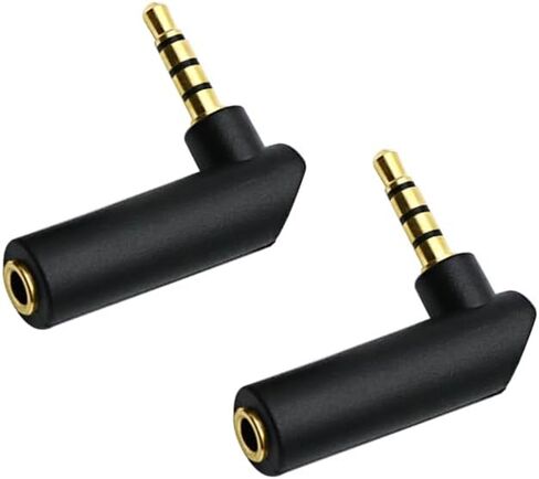 محول صوت 3.5 ملم 90 درجة، محول الزاوية اليمنى ذكر إلى أنثى محول مقبس ستيريو مطلي بالذهب (عبوة من قطعتين) in Kuwait