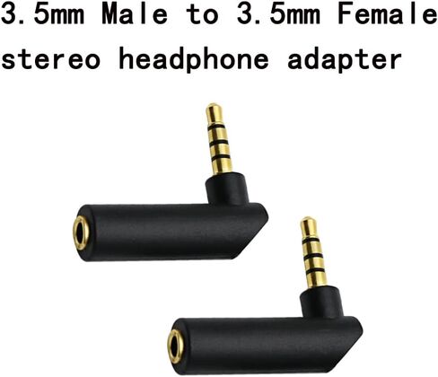 محول صوت 3.5 ملم 90 درجة، محول الزاوية اليمنى ذكر إلى أنثى محول مقبس ستيريو مطلي بالذهب (عبوة من قطعتين) in Kuwait