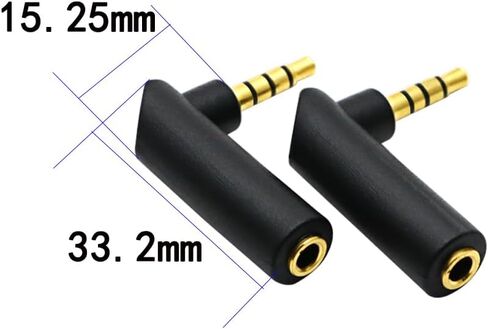 محول صوت 3.5 ملم 90 درجة، محول الزاوية اليمنى ذكر إلى أنثى محول مقبس ستيريو مطلي بالذهب (عبوة من قطعتين) in Kuwait