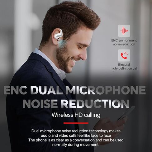 Padmate Open Ear Wireless Stereo Earbuds Bluetooth 5.3 Headphones Over 72hrs Playtime Charging Case, LED Power Display Over Ear Earhook, Noise Cancelling & Deep Bass Headset Sport White in Kuwait