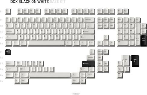 مجموعة أغطية مفاتيح DROP DCX باللون الأسود على الأبيض، Doubleshot ABS، لوحة مفاتيح طراز Cherry MX متوافقة مع 60%، 65%، 75%، TKL، WKL، الحجم الكامل، 1800 تخطيط والمزيد (أسود على أبيض) in Kuwait