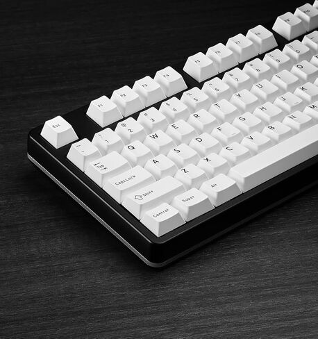 مجموعة أغطية مفاتيح DROP DCX باللون الأسود على الأبيض، Doubleshot ABS، لوحة مفاتيح طراز Cherry MX متوافقة مع 60%، 65%، 75%، TKL، WKL، الحجم الكامل، 1800 تخطيط والمزيد (أسود على أبيض) in Kuwait