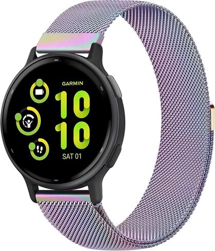 AK Metal Band Compatible with Garmin Vivoactive 5 / Vivoactive 3 / Venu 2 Plus / Venu Sq / Venu Watch Bands Women Men, Stainless Steel Mesh Loop Magnetic Replacement Bracelet Strap for Garmin Vivoactive 5, Vivoactive 3 Music, Venu 2 Plus, Vivomove Sport,  in Saudi Arabia