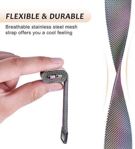 AK Metal Band Compatible with Garmin Vivoactive 5 / Vivoactive 3 / Venu 2 Plus / Venu Sq / Venu Watch Bands Women Men, Stainless Steel Mesh Loop Magnetic Replacement Bracelet Strap for Garmin Vivoactive 5, Vivoactive 3 Music, Venu 2 Plus, Vivomove Sport,  in Saudi Arabia