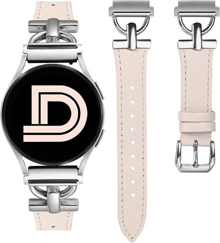 سوار جلد Wearlizer متوافق مع ساعة Samsung Galaxy Watch 6/5/4 Active 2 40mm 44mm/Watch 6 Classic 43mm 47mm/Watch 5 Pro 45mm/Watch 4 Classic 42mm 46mm/Watch 3 41mm، مشبك على شكل D 20mm in Kuwait