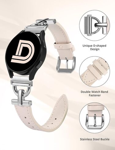 سوار جلد Wearlizer متوافق مع ساعة Samsung Galaxy Watch 6/5/4 Active 2 40mm 44mm/Watch 6 Classic 43mm 47mm/Watch 5 Pro 45mm/Watch 4 Classic 42mm 46mm/Watch 3 41mm، مشبك على شكل D 20mm in Kuwait