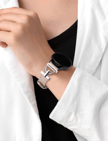 سوار جلد Wearlizer متوافق مع ساعة Samsung Galaxy Watch 6/5/4 Active 2 40mm 44mm/Watch 6 Classic 43mm 47mm/Watch 5 Pro 45mm/Watch 4 Classic 42mm 46mm/Watch 3 41mm، مشبك على شكل D 20mm in Kuwait