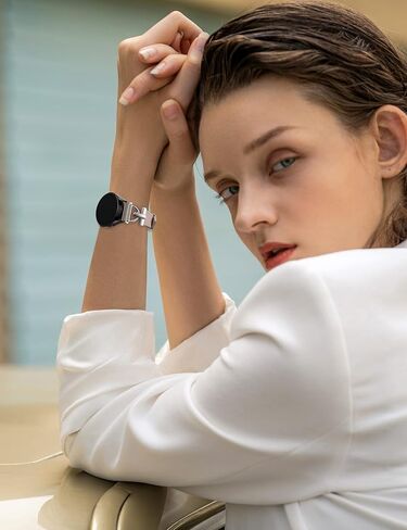 سوار جلد Wearlizer متوافق مع ساعة Samsung Galaxy Watch 6/5/4 Active 2 40mm 44mm/Watch 6 Classic 43mm 47mm/Watch 5 Pro 45mm/Watch 4 Classic 42mm 46mm/Watch 3 41mm، مشبك على شكل D 20mm in Kuwait