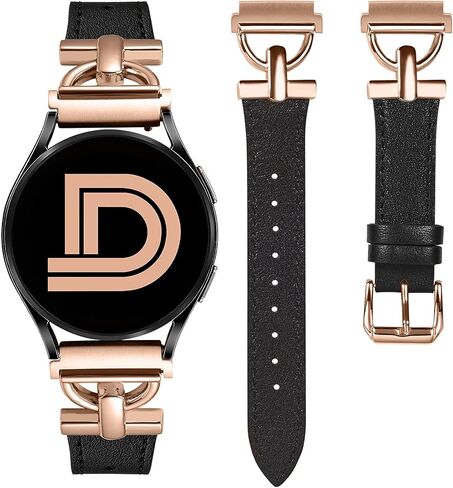 سوار جلد Wearlizer متوافق مع ساعة Samsung Galaxy Watch 6/5/4 Active 2 40mm 44mm/Watch 6 Classic 43mm 47mm/Watch 5 Pro 45mm/Watch 4 Classic 42mm 46mm/Watch 3 41mm، مشبك على شكل D 20mm in Kuwait