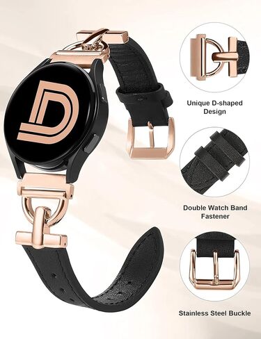 سوار جلد Wearlizer متوافق مع ساعة Samsung Galaxy Watch 6/5/4 Active 2 40mm 44mm/Watch 6 Classic 43mm 47mm/Watch 5 Pro 45mm/Watch 4 Classic 42mm 46mm/Watch 3 41mm، مشبك على شكل D 20mm in Kuwait
